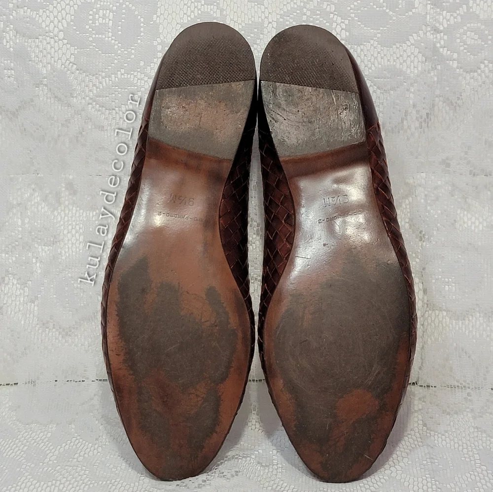 Vintage Pappagallo Woven Leather Tassel Classic Flats Brown Slipon Loafers 9.5 - Picture 11 of 16